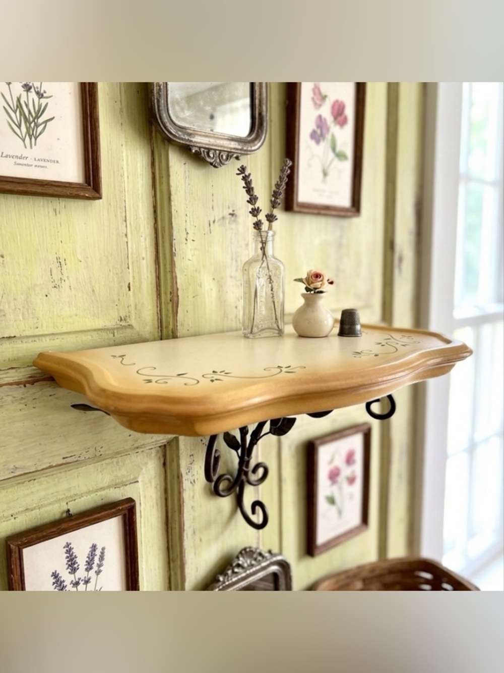 PartyLite Winding Lane Decorative Wall Shelf Bird Leaves Susan Winget 12"Wx8"D